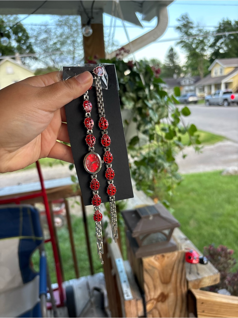 Ladybug Charm Bracelet Watch , charm bracelet and earrings set